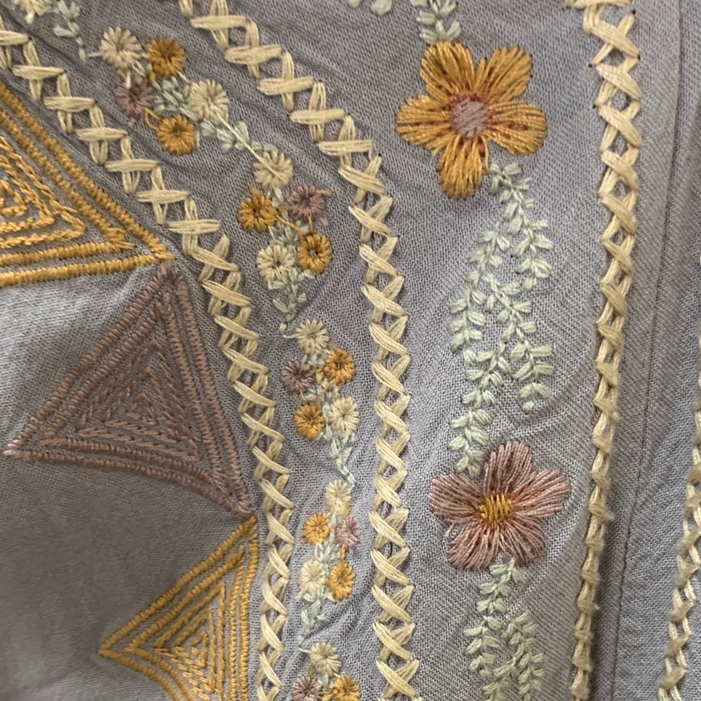 Savanna Jane Flippy Embroidered Mini Dress Autumn Boho Autumn Flowy Dress M - Picture 3 of 9